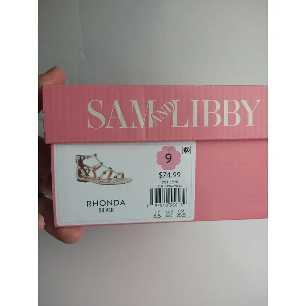 NWT Sam & Libby Rhonda Gladiator Sandal Soft Silver Size 9 Adjustable Strap